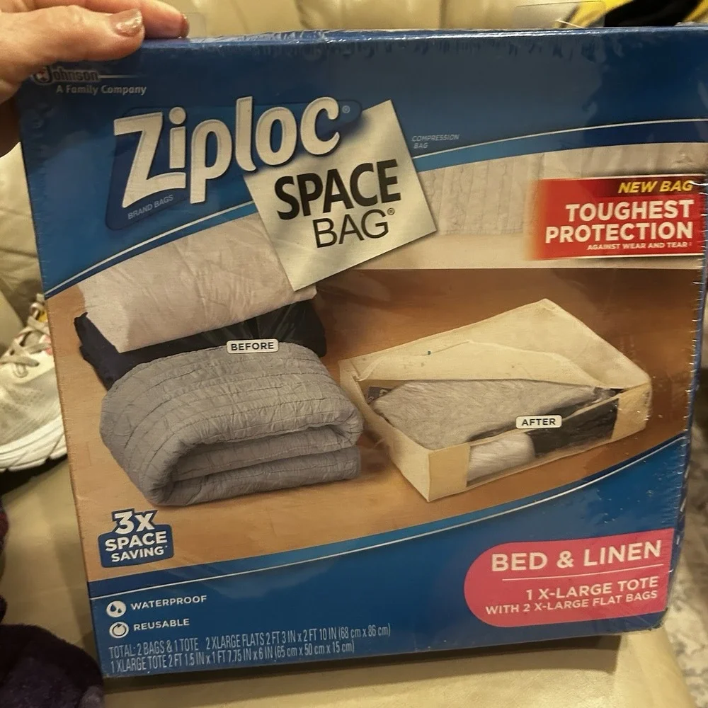 Ziploc Space Bag 2 X-Large Flats Bed & Linen & 1x-large Waterproof Reusable New